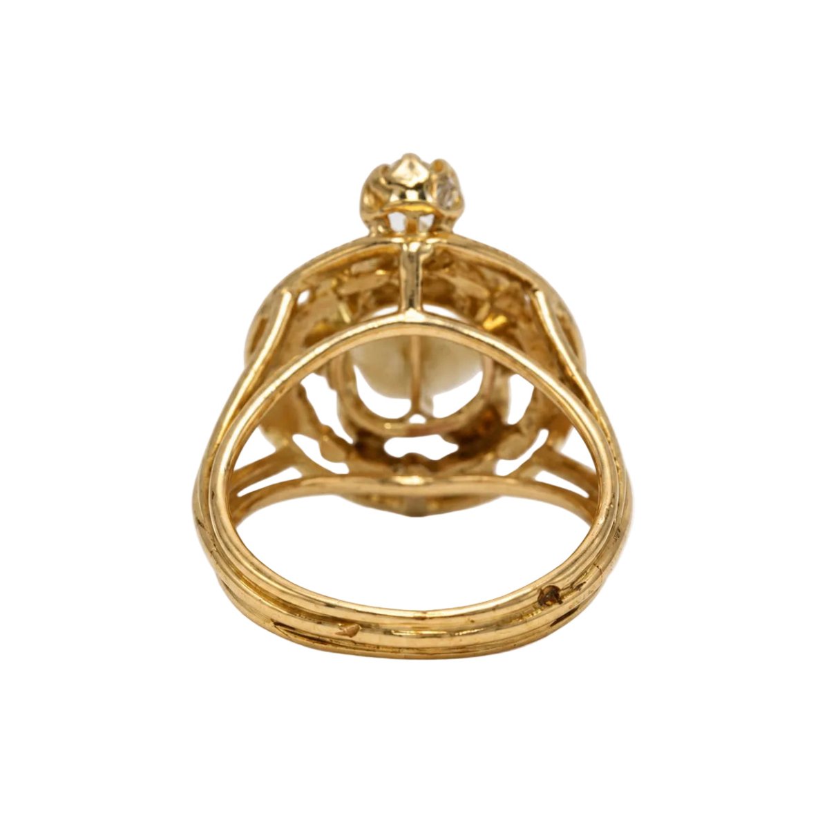 Bague Cocktail en or jaune, perle et diamant - Castafiore