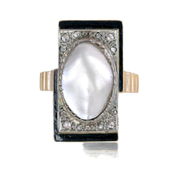 Bague Cocktail en or jaune, perle et diamants - Castafiore