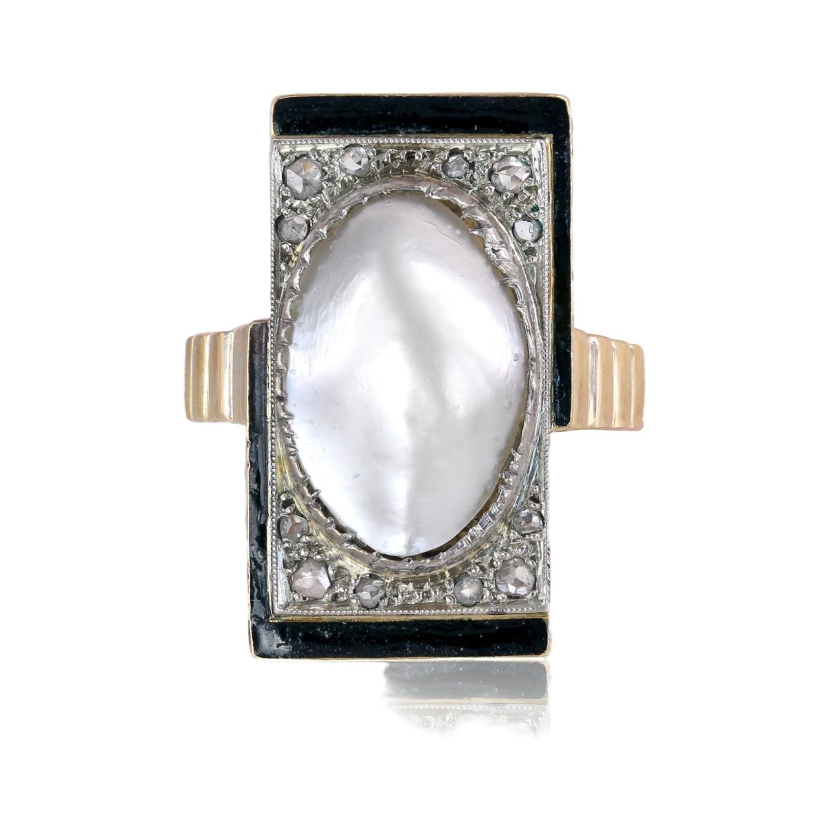 Bague Cocktail en or jaune, perle et diamants - Castafiore