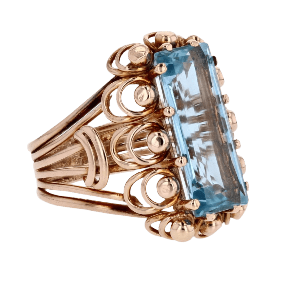 Bague Cocktail en or jaune, perles et citrine - Castafiore