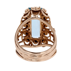 Bague Cocktail en or jaune, perles et citrine - Castafiore