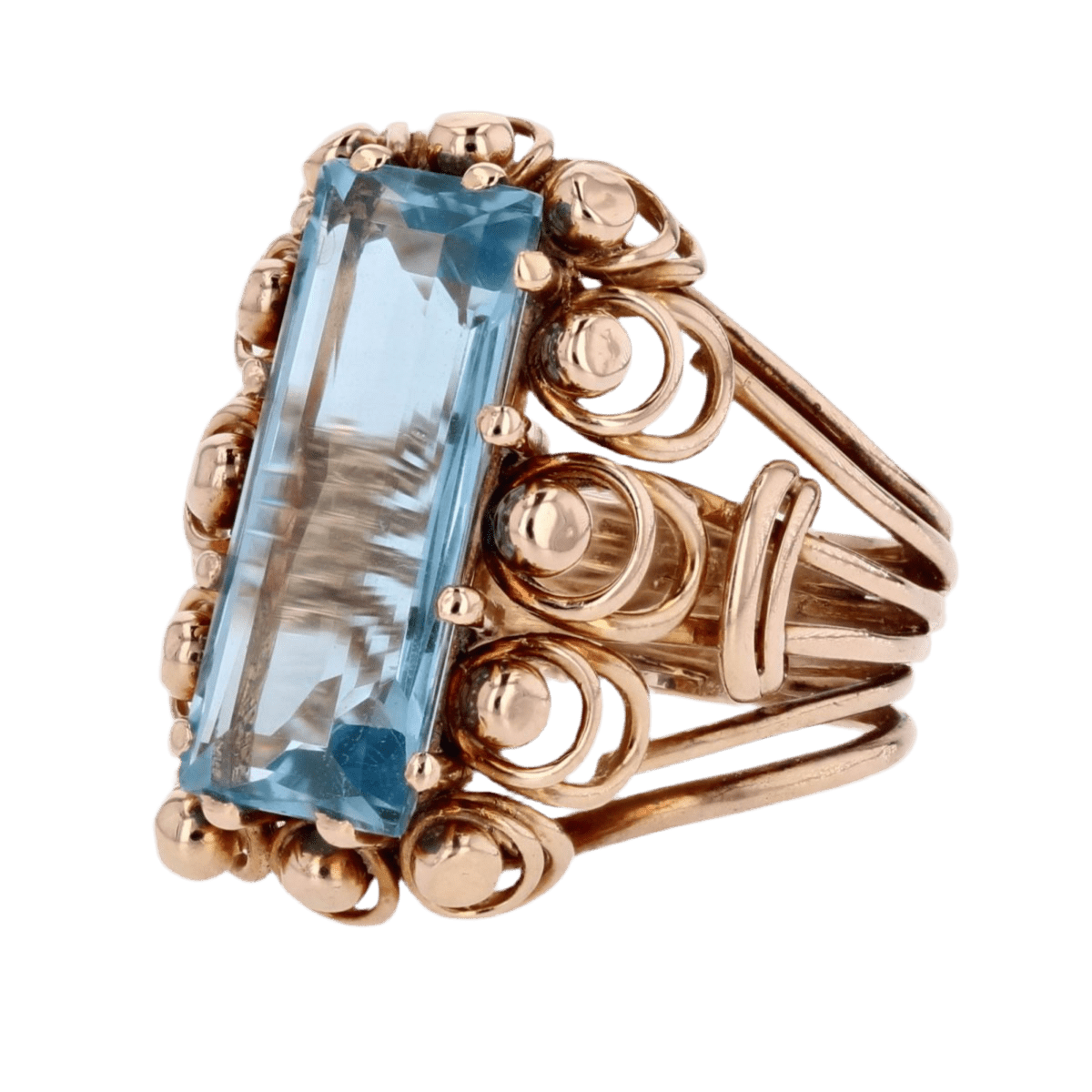 Bague Cocktail en or jaune, perles et citrine - Castafiore