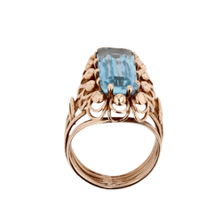 Bague Cocktail en or jaune, perles et citrine - Castafiore