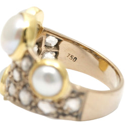 Bague Cocktail en or jaune, perles et diamants - Castafiore