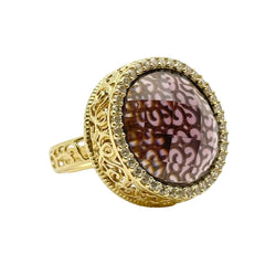 Bague Cocktail en or jaune, quartz et diamants - Castafiore