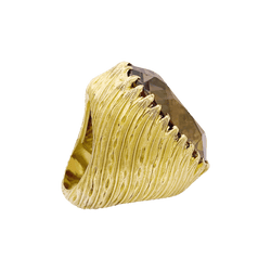 Bague cocktail en or jaune, quartz fumé. - Castafiore