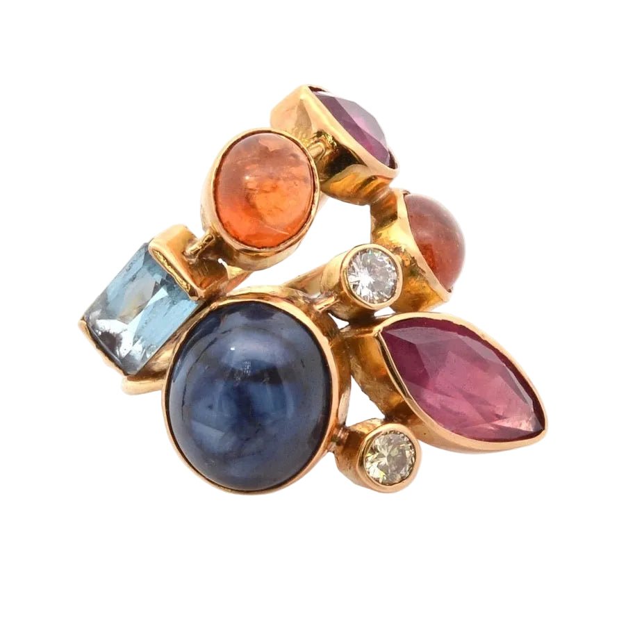 Ring vintage gemstones in 18k gold