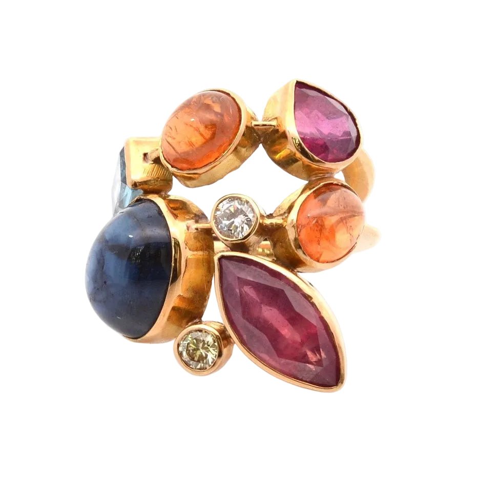 Ring vintage gemstones in 18k gold