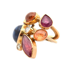 Ring vintage gemstones in 18k gold