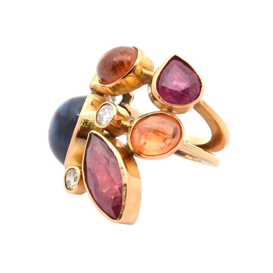 Ring vintage gemstones in 18k gold