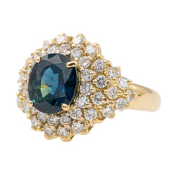 Bague Cocktail en or jaune, saphir et diamant - Castafiore