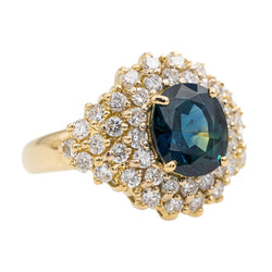Bague Cocktail en or jaune, saphir et diamant - Castafiore