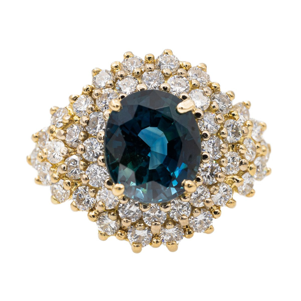 Bague Cocktail en or jaune, saphir et diamant - Castafiore