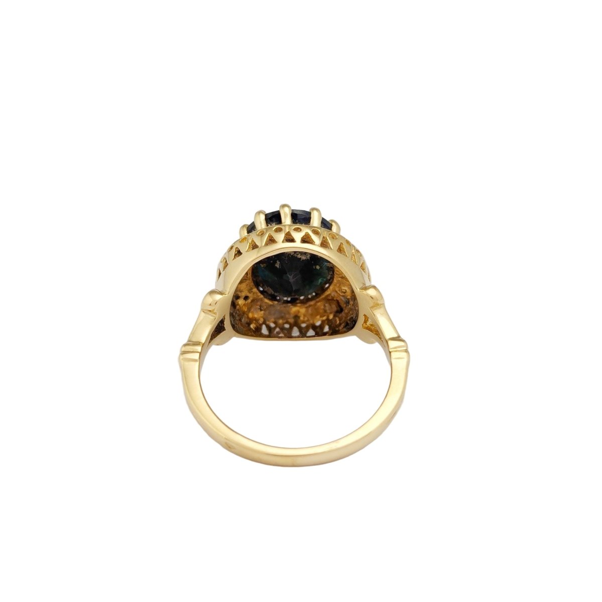 Bague Cocktail en or jaune, saphir et diamants - Castafiore