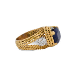Bague Cocktail en or jaune, saphir et diamants - Castafiore