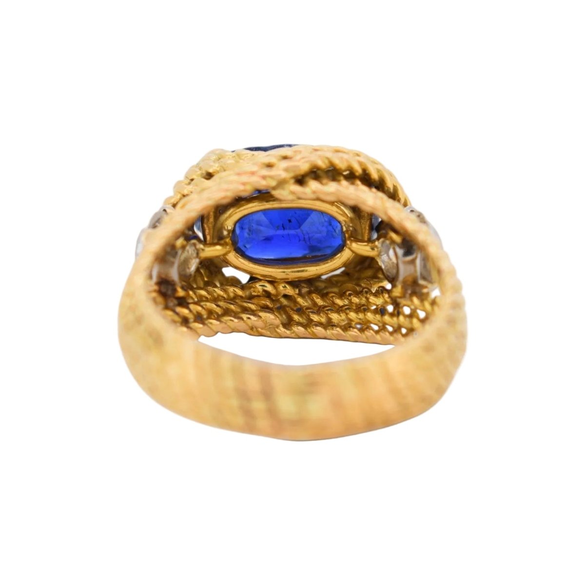 Bague Cocktail en or jaune, saphir et diamants - Castafiore