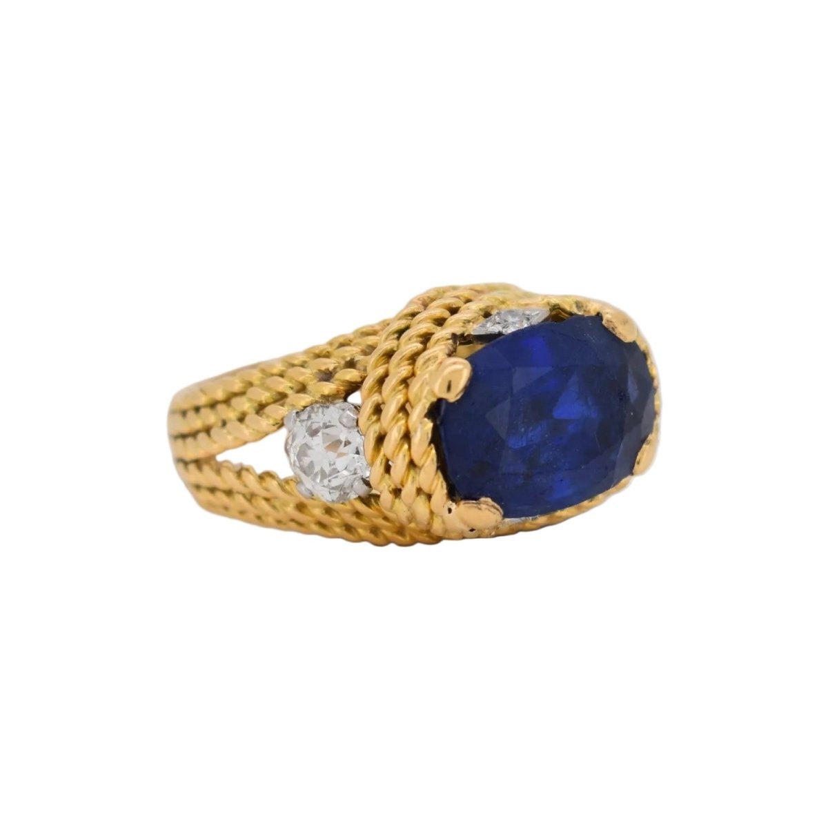 Bague Cocktail en or jaune, saphir et diamants - Castafiore