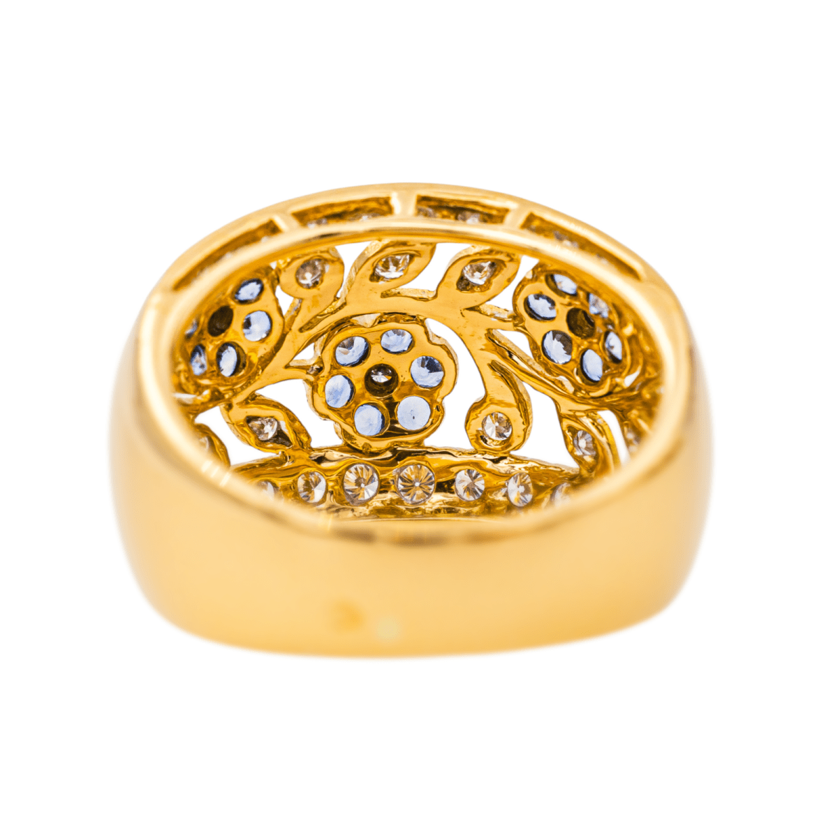 Bague Cocktail en or jaune, saphirs et diamants - Castafiore