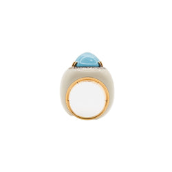 Bague Cocktail en or jaune, turquoise et diamants - Castafiore