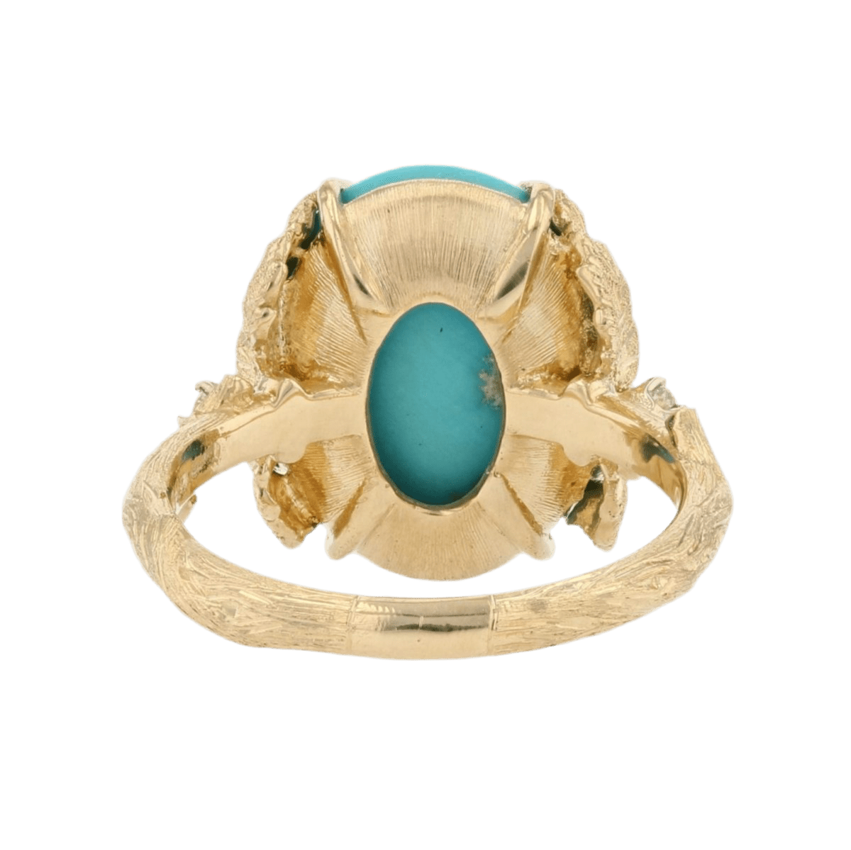 Bague Cocktail en or jaune, turquoise et diamants - Castafiore