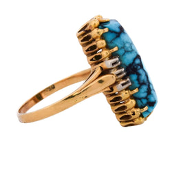 Bague Cocktail en or jaune, turquoise et diamants - Castafiore