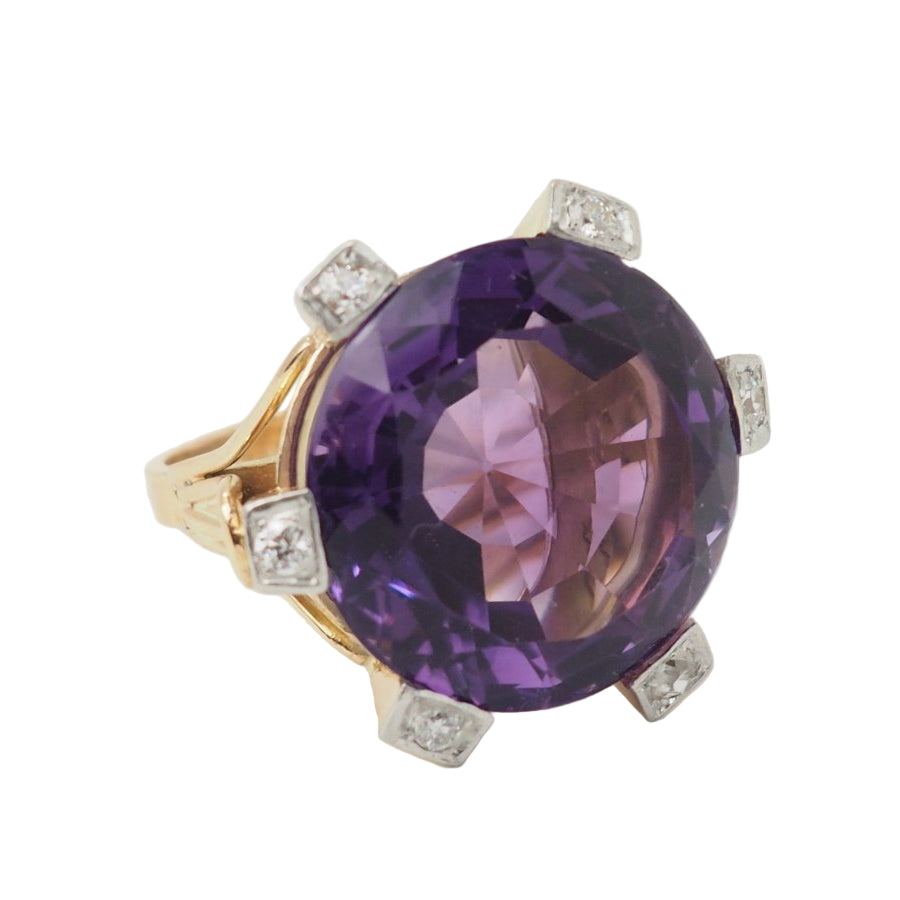 Bague COCKTAIL en or rose améthyste et diamants - Castafiore