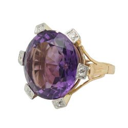 Bague COCKTAIL en or rose améthyste et diamants - Castafiore