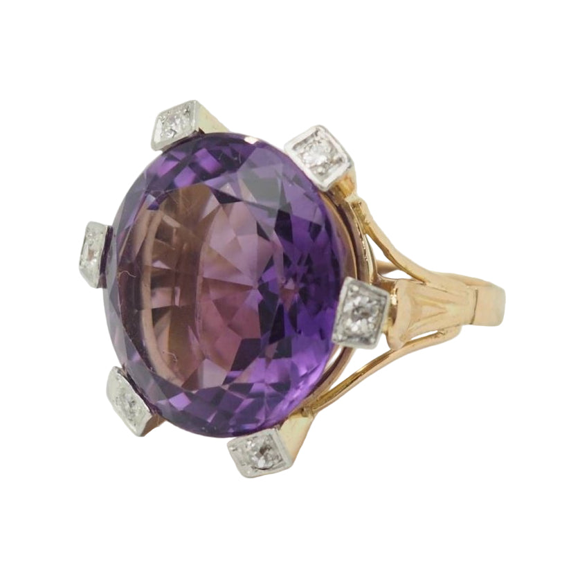 Bague COCKTAIL en or rose améthyste et diamants - Castafiore