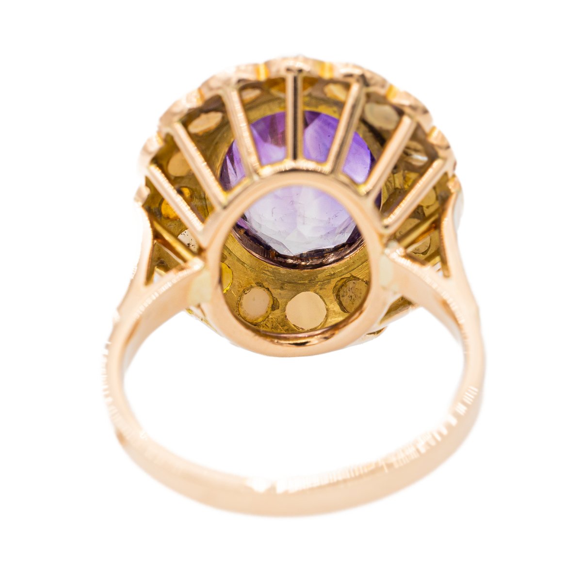 Bague Cocktail en or rose, améthyste et perle - Castafiore