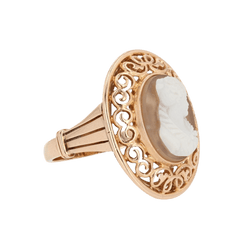 Bague Cocktail en or rose, camée et agate - Castafiore