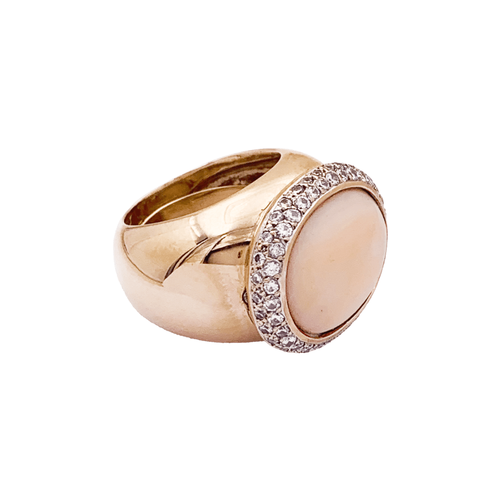 Bague Cocktail en or rose, corail et diamants - Castafiore