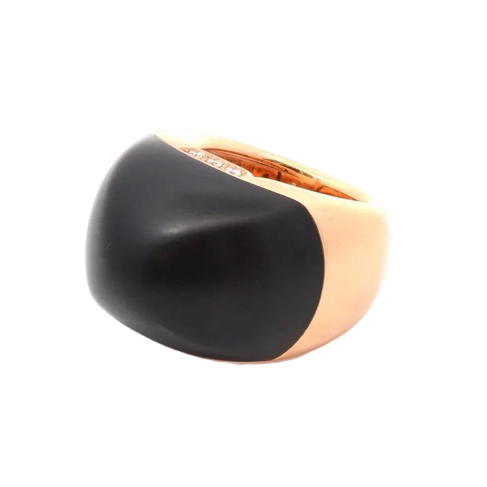 Bague Cocktail en or rose, ébène et diamants - Castafiore