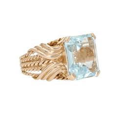 Bague Cocktail en or rose et aigue - marine - Castafiore