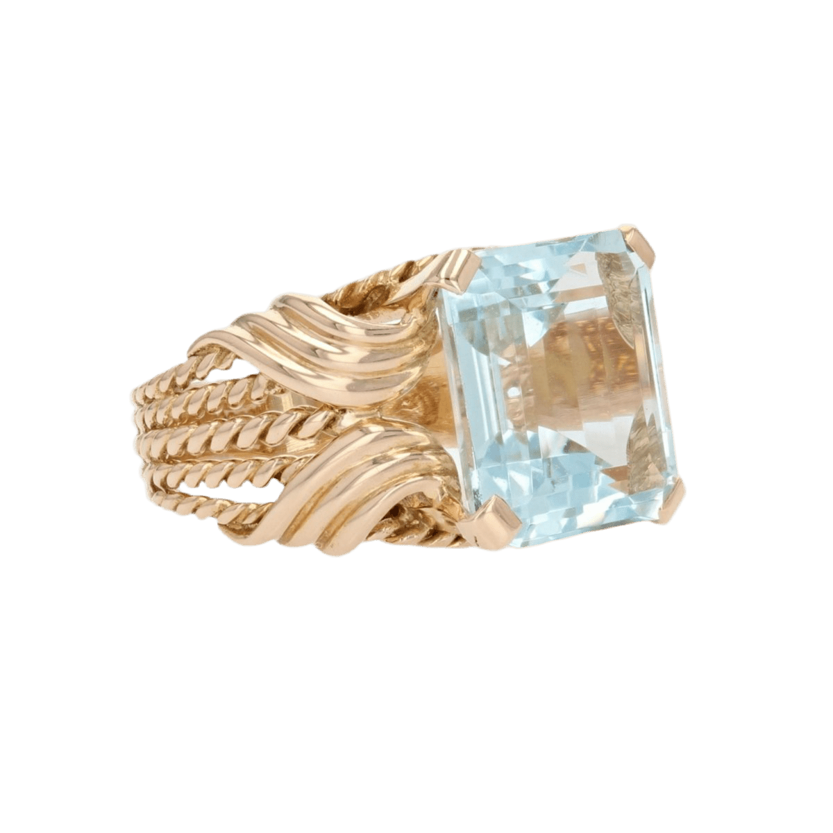 Bague Cocktail en or rose et aigue - marine - Castafiore