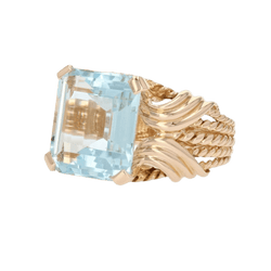 Bague Cocktail en or rose et aigue - marine - Castafiore