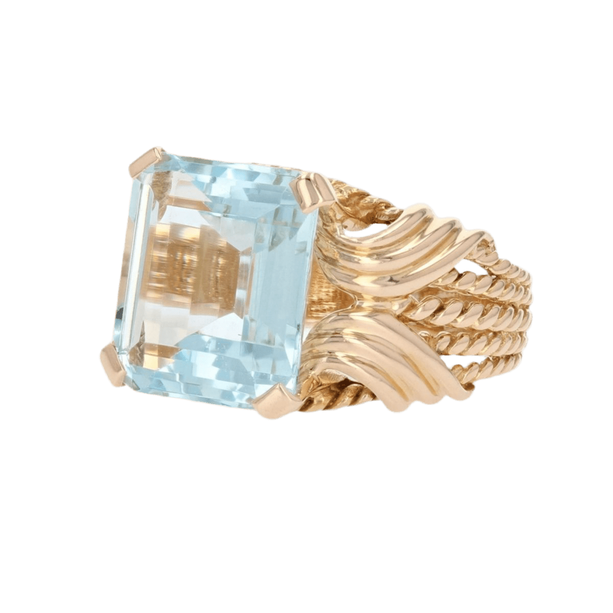 Bague Cocktail en or rose et aigue - marine - Castafiore