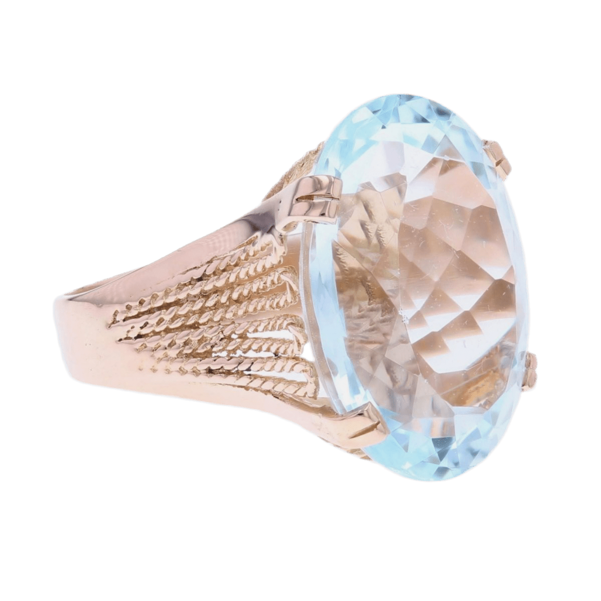 Bague Cocktail en or rose et aigue - marine - Castafiore