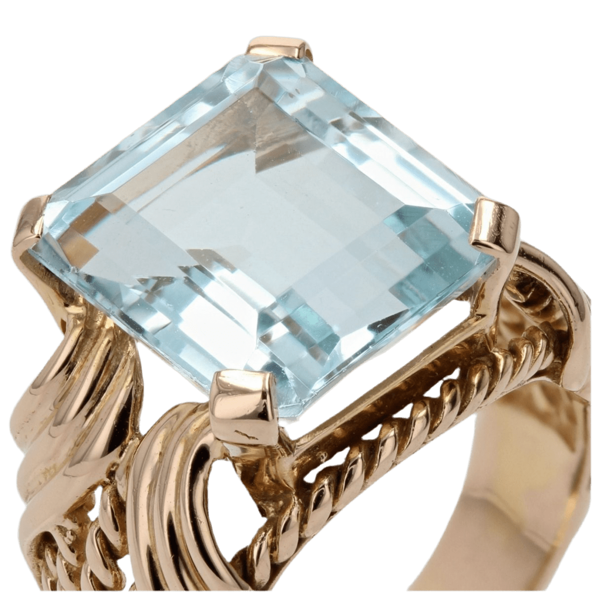 Bague Cocktail en or rose et aigue - marine - Castafiore