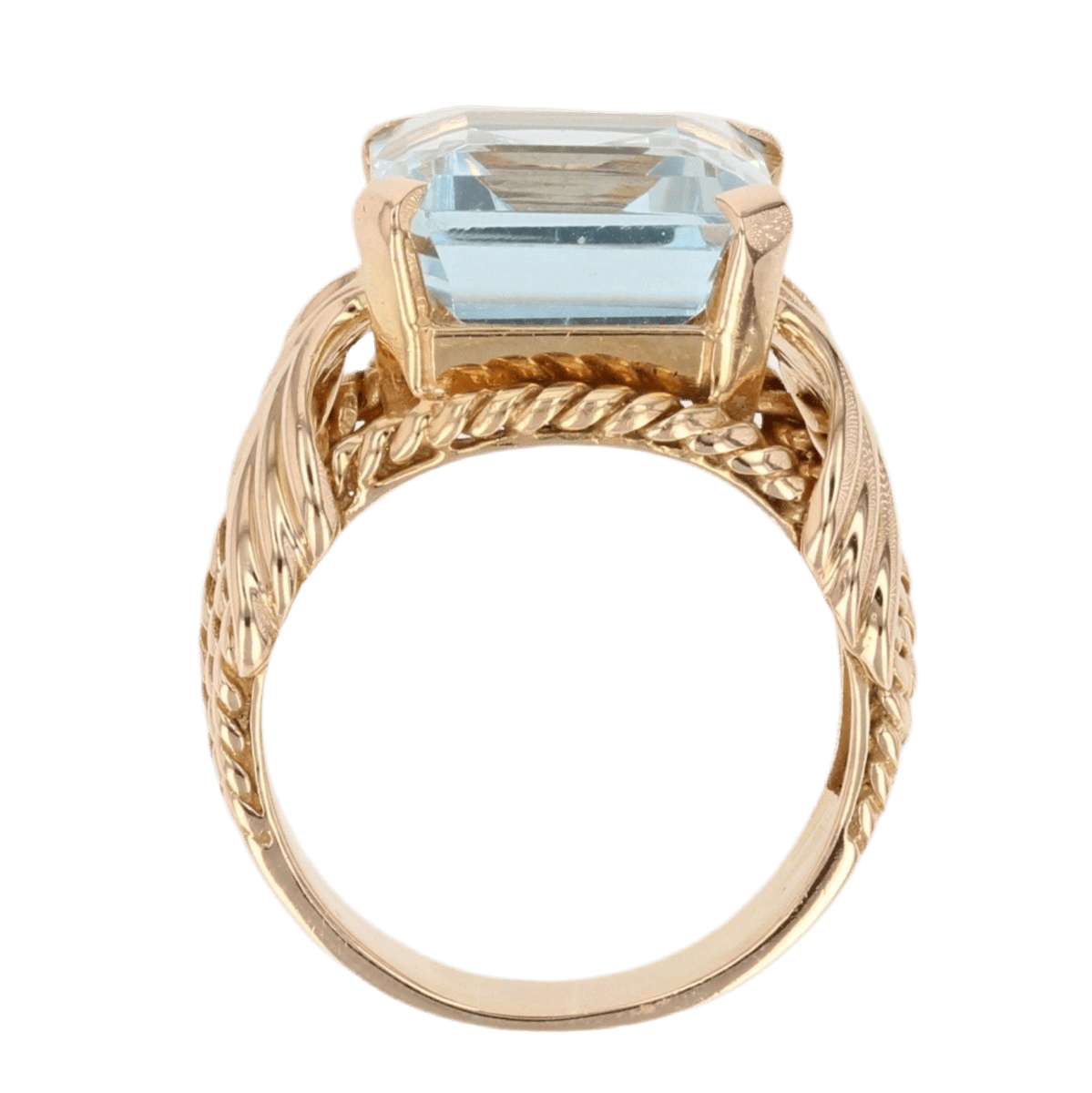 Bague Cocktail en or rose et aigue - marine - Castafiore