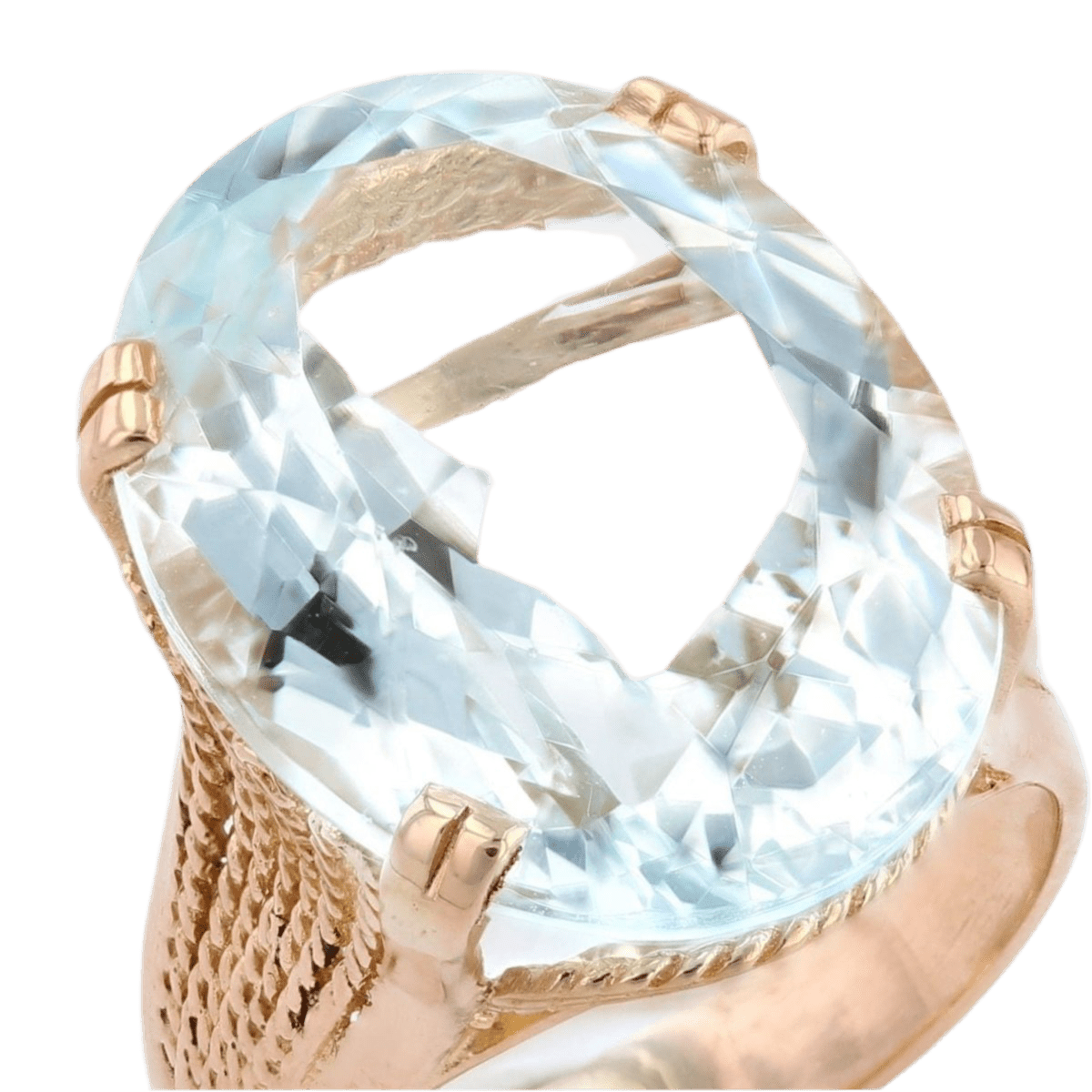 Bague Cocktail en or rose et aigue - marine - Castafiore