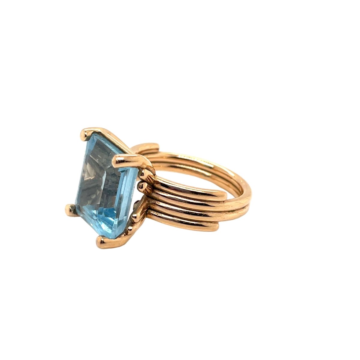 Bague Cocktail en or rose et aigue - marine - Castafiore