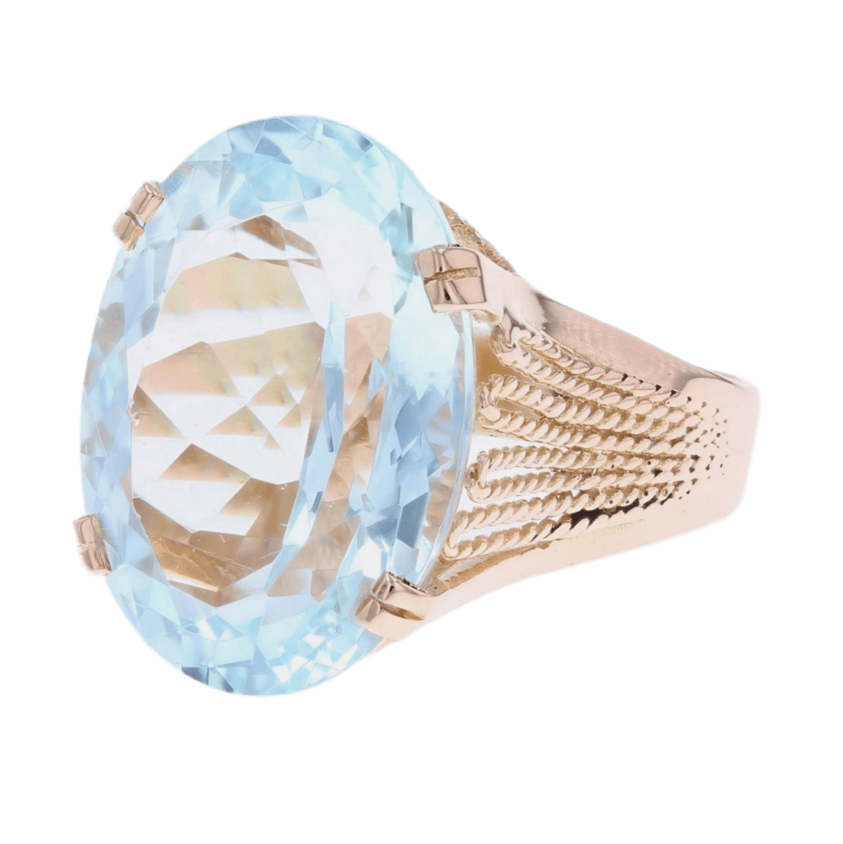 Bague Cocktail en or rose et aigue - marine - Castafiore