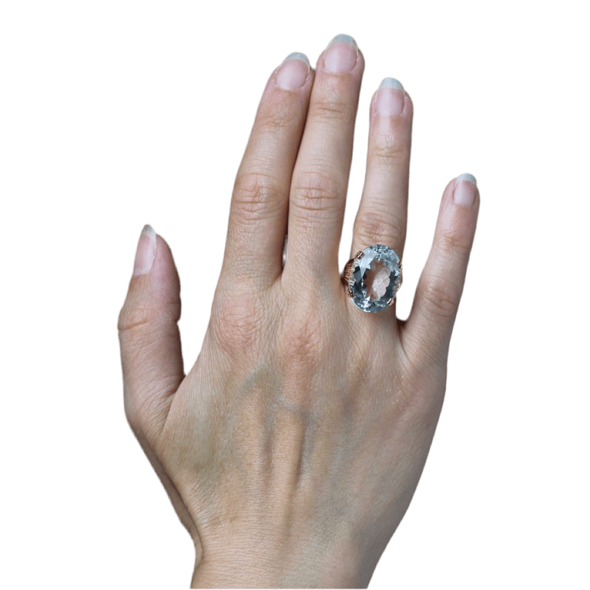 Bague Cocktail en or rose et aigue - marine - Castafiore