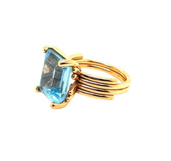 Bague Cocktail en or rose et aigue - marine - Castafiore