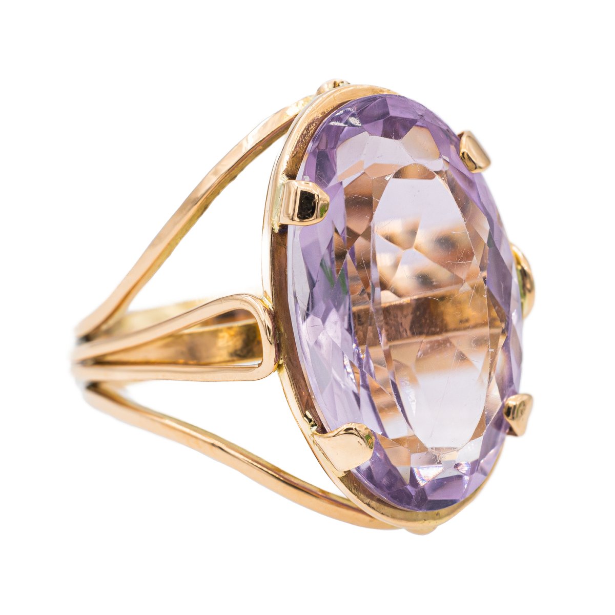 Bague Cocktail en or rose et améthyste - Castafiore