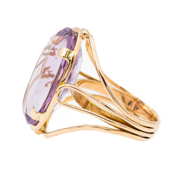 Bague Cocktail en or rose et améthyste - Castafiore