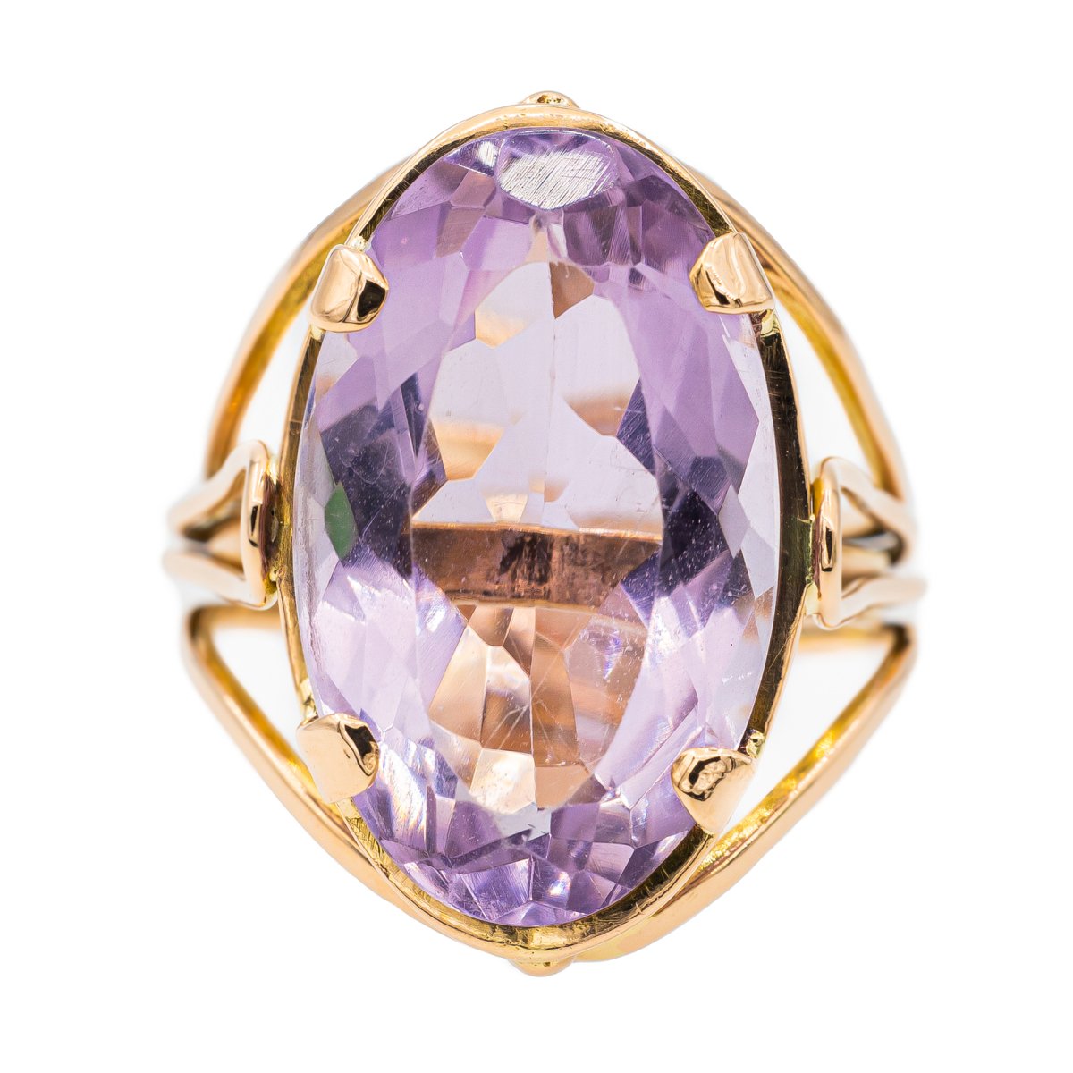 Bague Cocktail en or rose et améthyste - Castafiore