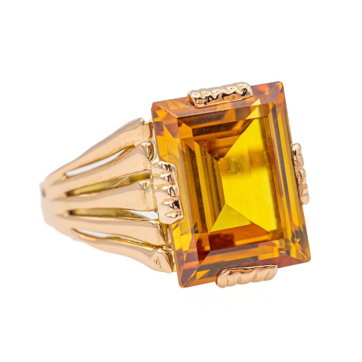 Bague Cocktail en or rose et citrine - Castafiore
