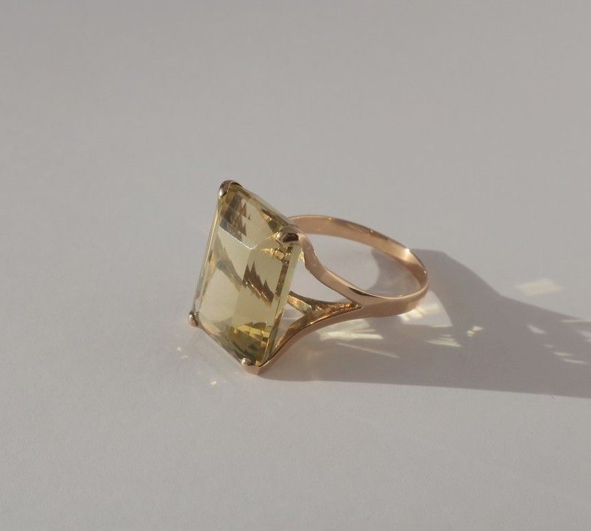 Bague cocktail en or rose et citrine - Castafiore