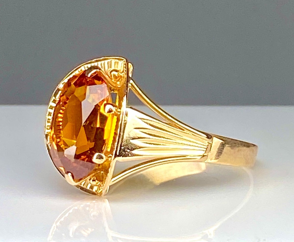 Bague Cocktail en or rose et citrine - Castafiore